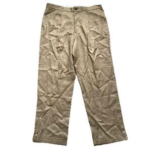 Vtg Brooks Brothers 100% Linen Pleated Pants Men 36x30 Tan Khaki Cuff High Waist